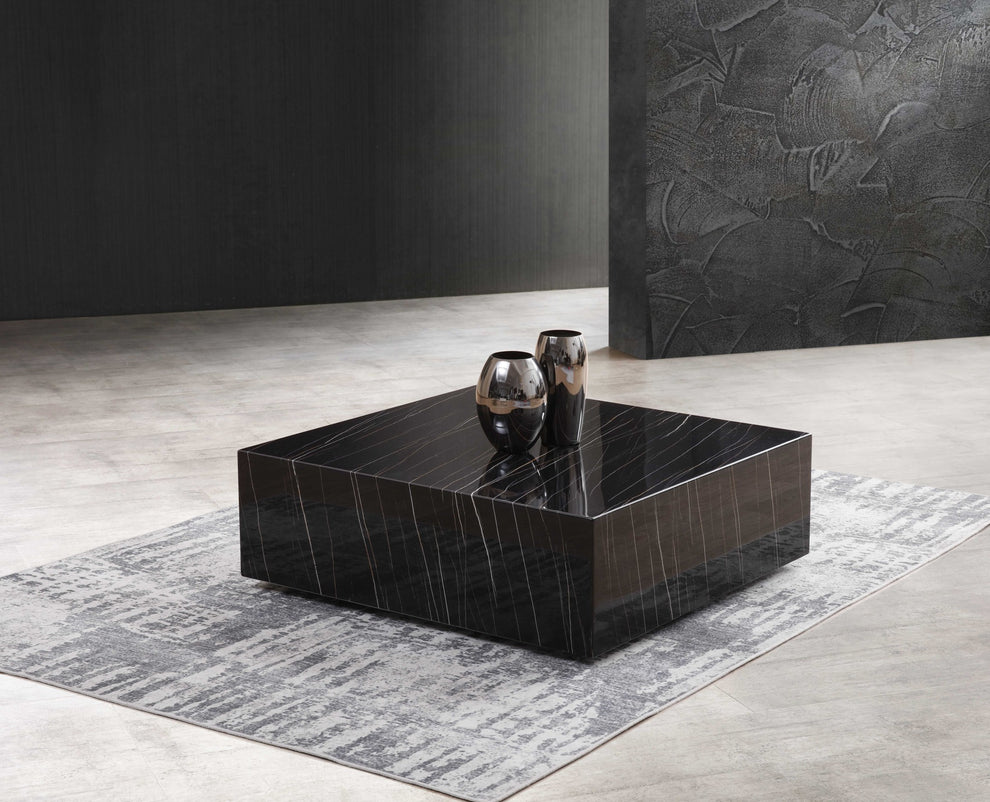 Black Square Marble Table By Homeroots | Coffee Tables | Modishstore - 4
