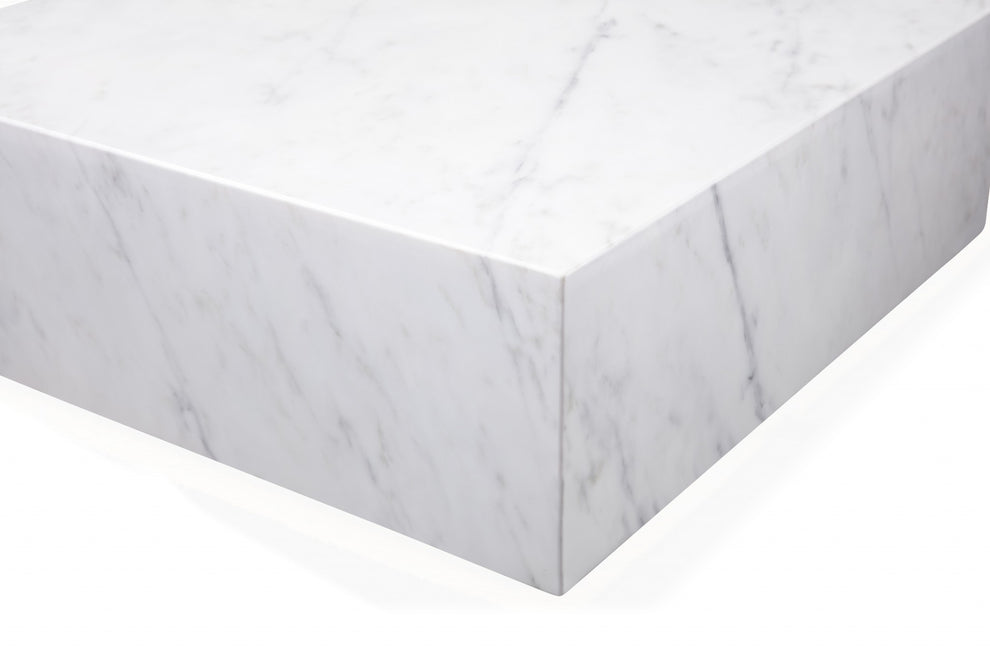 White Marble Coffee Table with Casters By Homeroots | Coffee Tables | Modishstore - 3