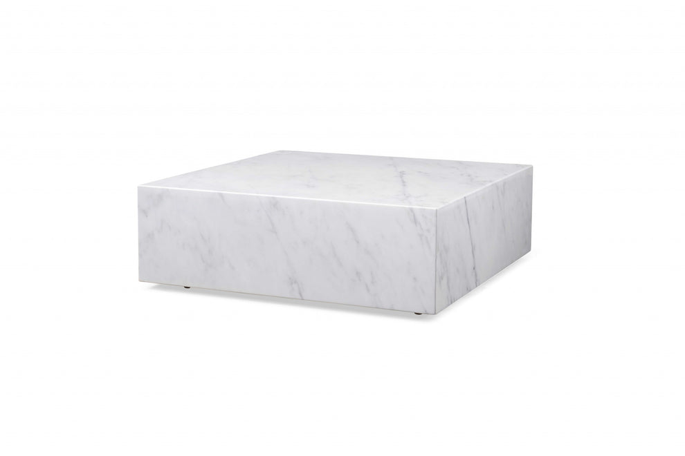 White Marble Coffee Table with Casters By Homeroots | Coffee Tables | Modishstore - 4