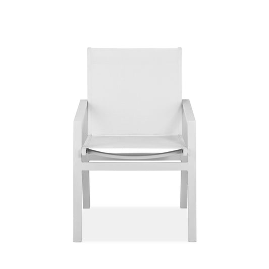 Set Of 2 White Aluminum Dining Armed Chairs By Homeroots | Dining Chairs | Modishstore