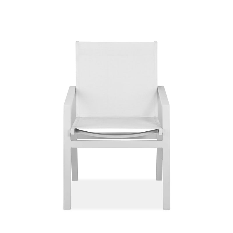Set Of 2 White Aluminum Dining Armed Chairs By Homeroots | Dining Chairs | Modishstore