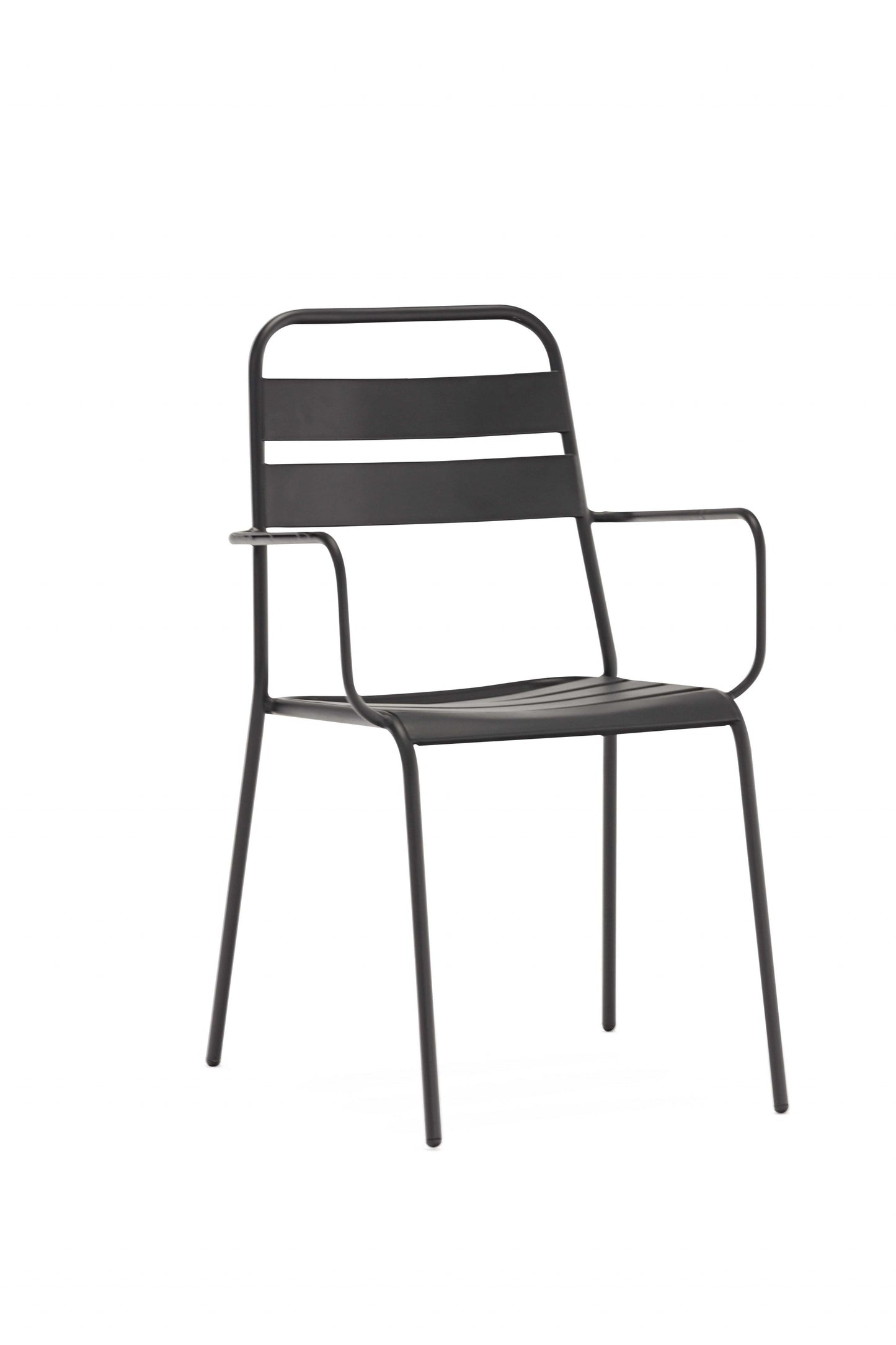 Set Of 4 Gray Stackable Aluminum Arm Chairs By Homeroots | Dining Chairs | Modishstore