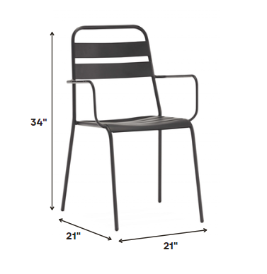 Set Of 4 Gray Stackable Aluminum Arm Chairs By Homeroots | Dining Chairs | Modishstore - 2