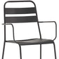 Set Of 4 Gray Stackable Aluminum Arm Chairs By Homeroots | Dining Chairs | Modishstore - 4