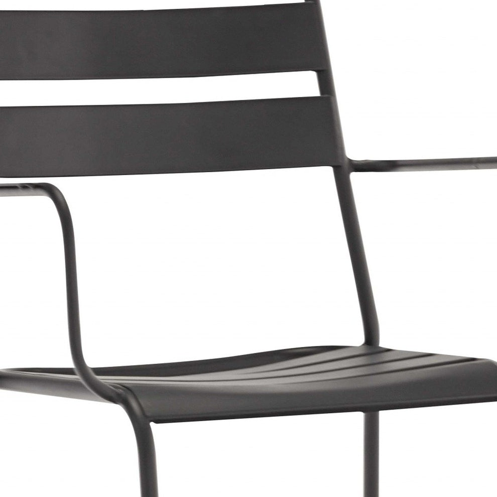 Set Of 4 Gray Stackable Aluminum Arm Chairs By Homeroots | Dining Chairs | Modishstore - 5