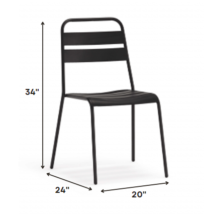 Set Of 4 Gray Stacking Aluminum Armless Chairs By Homeroots | Dining Chairs | Modishstore - 2