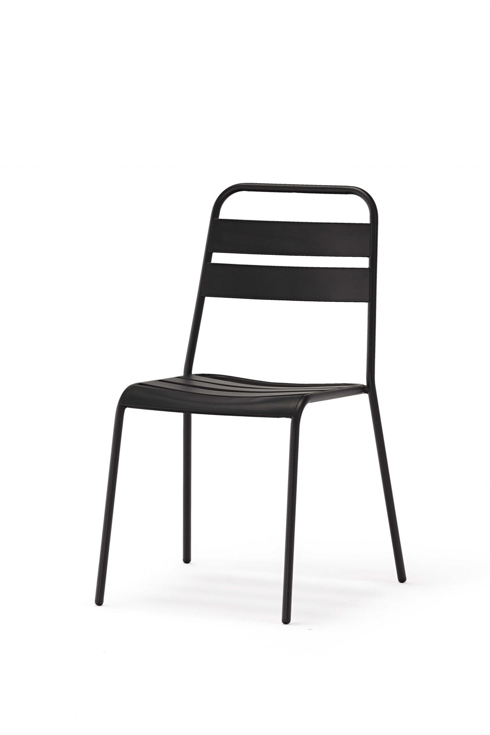 Set Of 4 Gray Stacking Aluminum Armless Chairs By Homeroots | Dining Chairs | Modishstore - 3