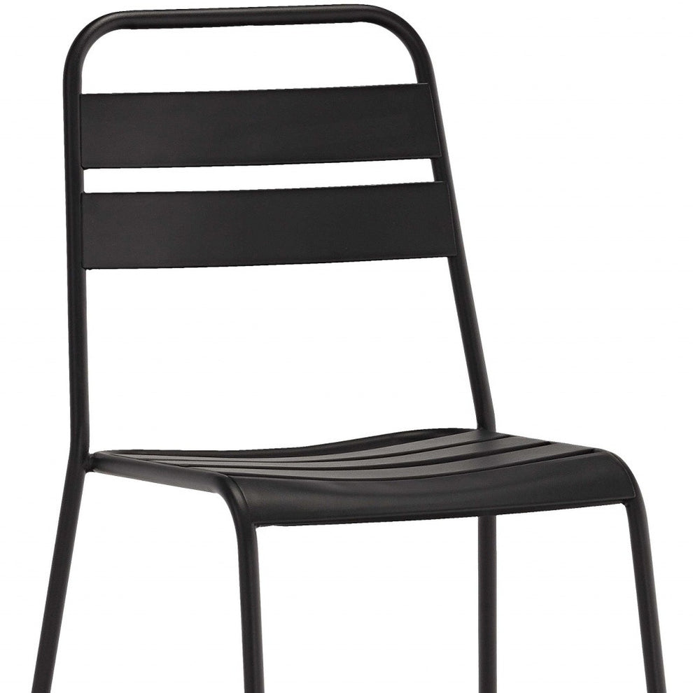 Set Of 4 Gray Stacking Aluminum Armless Chairs By Homeroots | Dining Chairs | Modishstore - 4