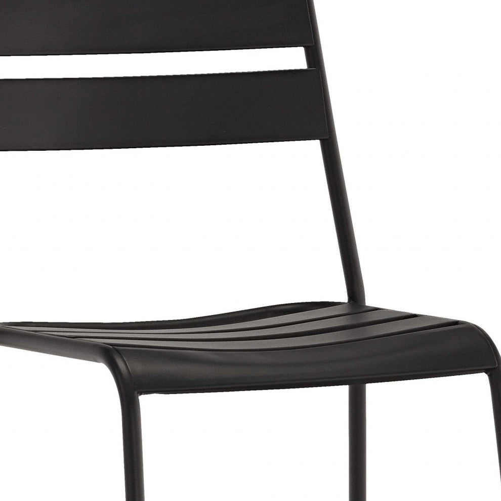 Set Of 4 Gray Stacking Aluminum Armless Chairs By Homeroots | Dining Chairs | Modishstore - 5
