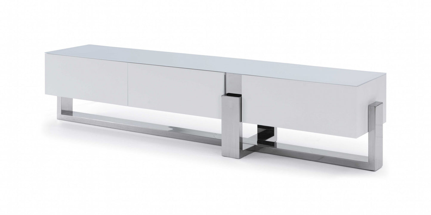 White Stainless Steel TV Unit By Homeroots | TV Stands | Modishstore - 2