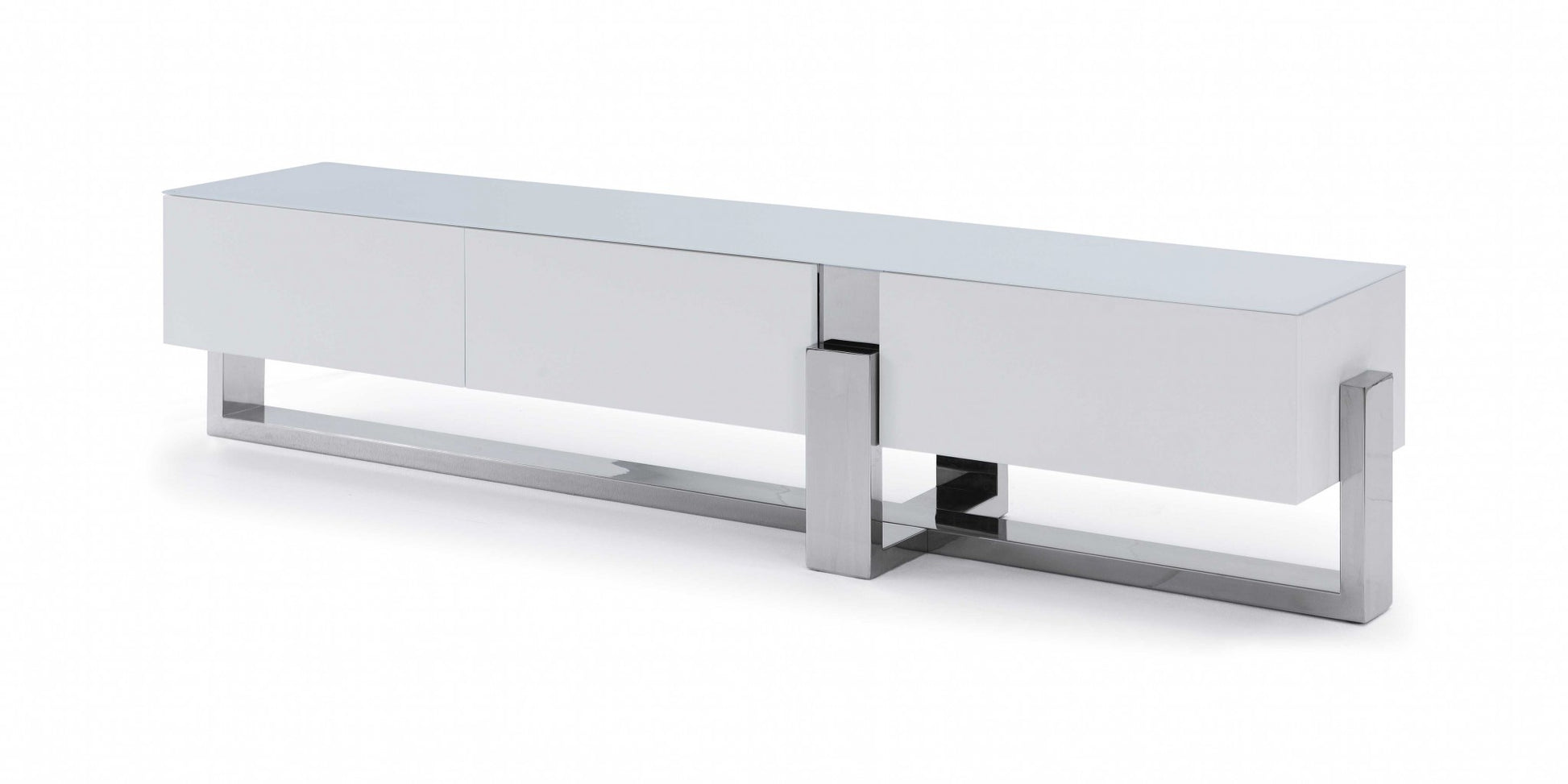 White Stainless Steel TV Unit By Homeroots | TV Stands | Modishstore - 2