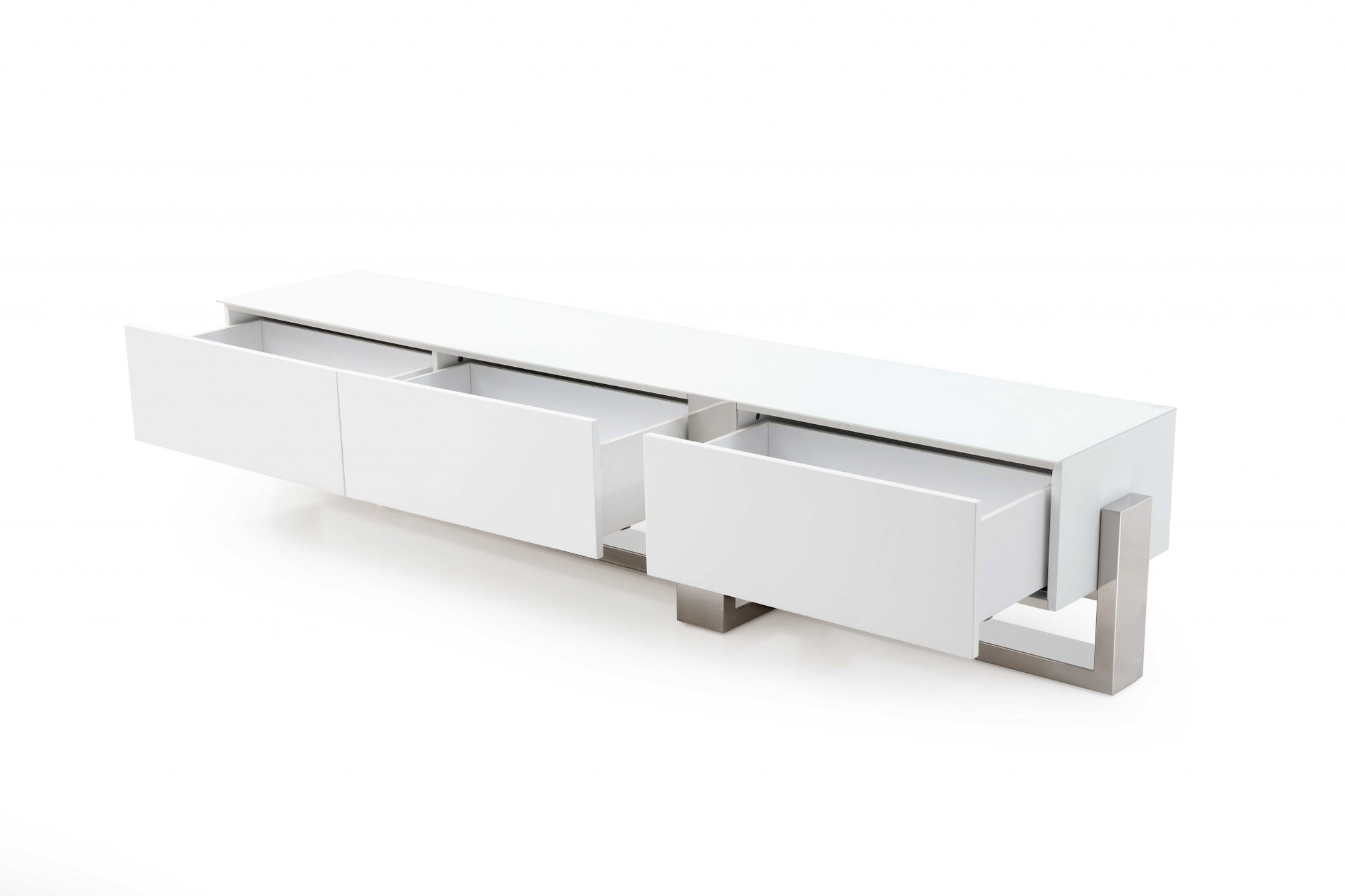 White Stainless Steel TV Unit By Homeroots | TV Stands | Modishstore - 4