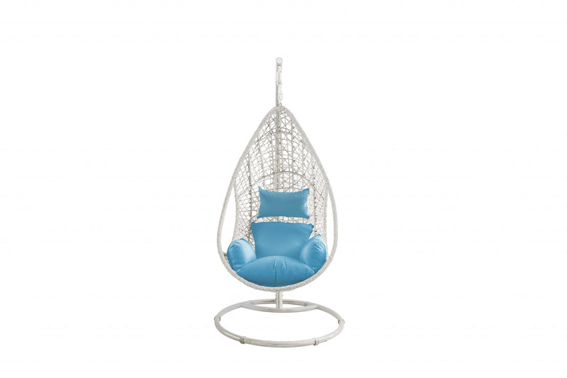 White Wash Hanging Egg Chair By Homeroots | Outdoor Chairs | Modishstore