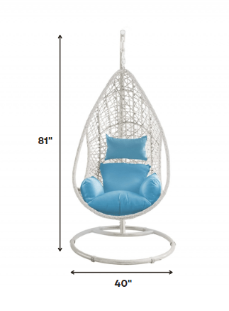 White Wash Hanging Egg Chair By Homeroots | Outdoor Chairs | Modishstore - 2