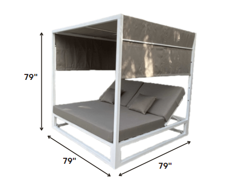 Taupe Fabric or Aluminum Love Seat By Homeroots | Outdoor Chaise Lounges | Modishstore - 2