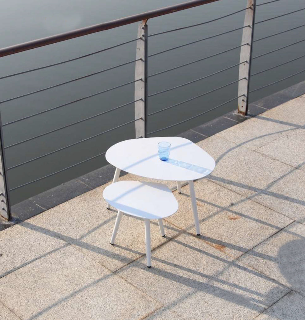 Triad White Aluminum Side Table By Homeroots | Side Tables | Modishstore - 4