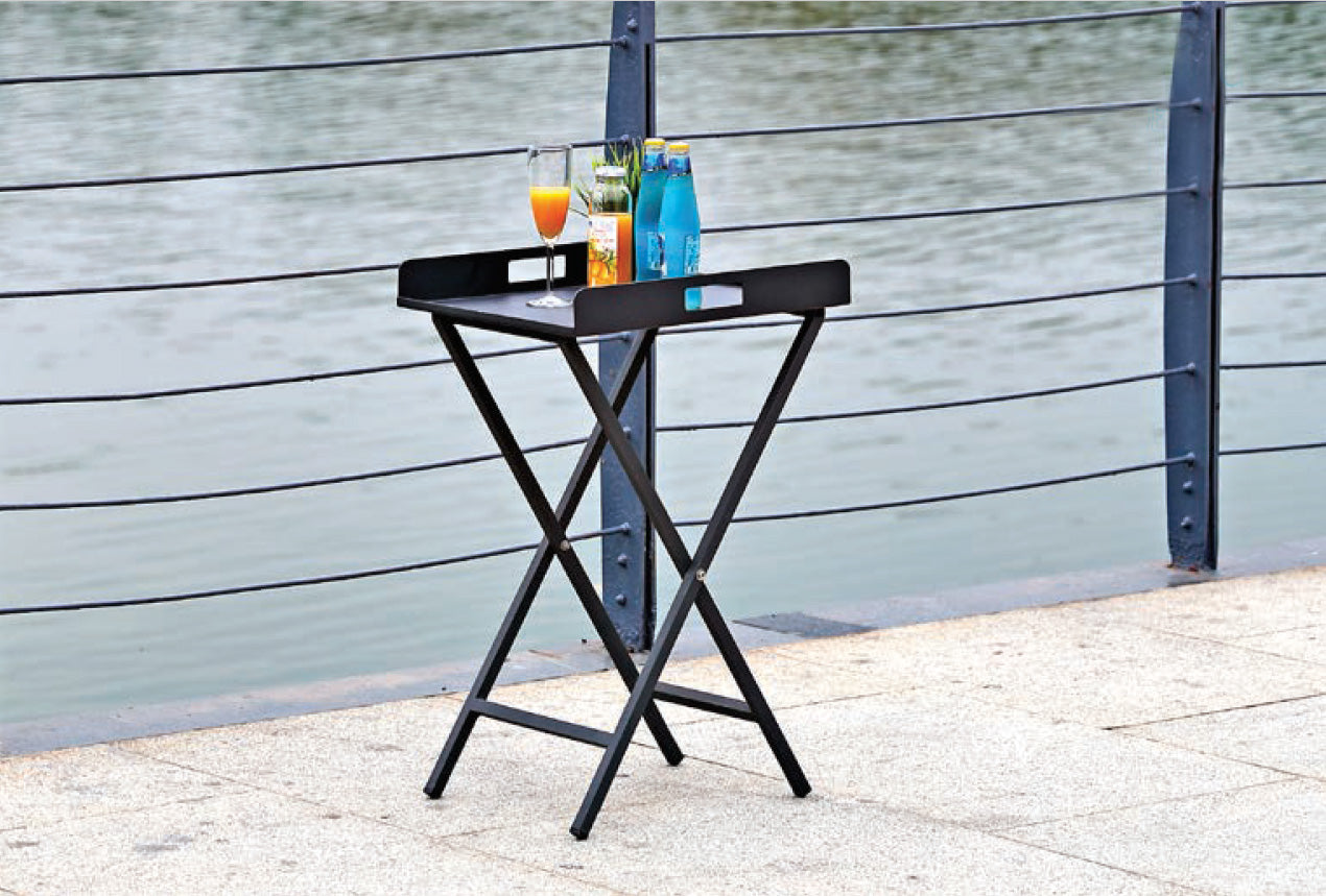 Gray Aluminum Indoor Outdoor Tray Table By Homeroots | TV Tray Tables | Modishstore - 3