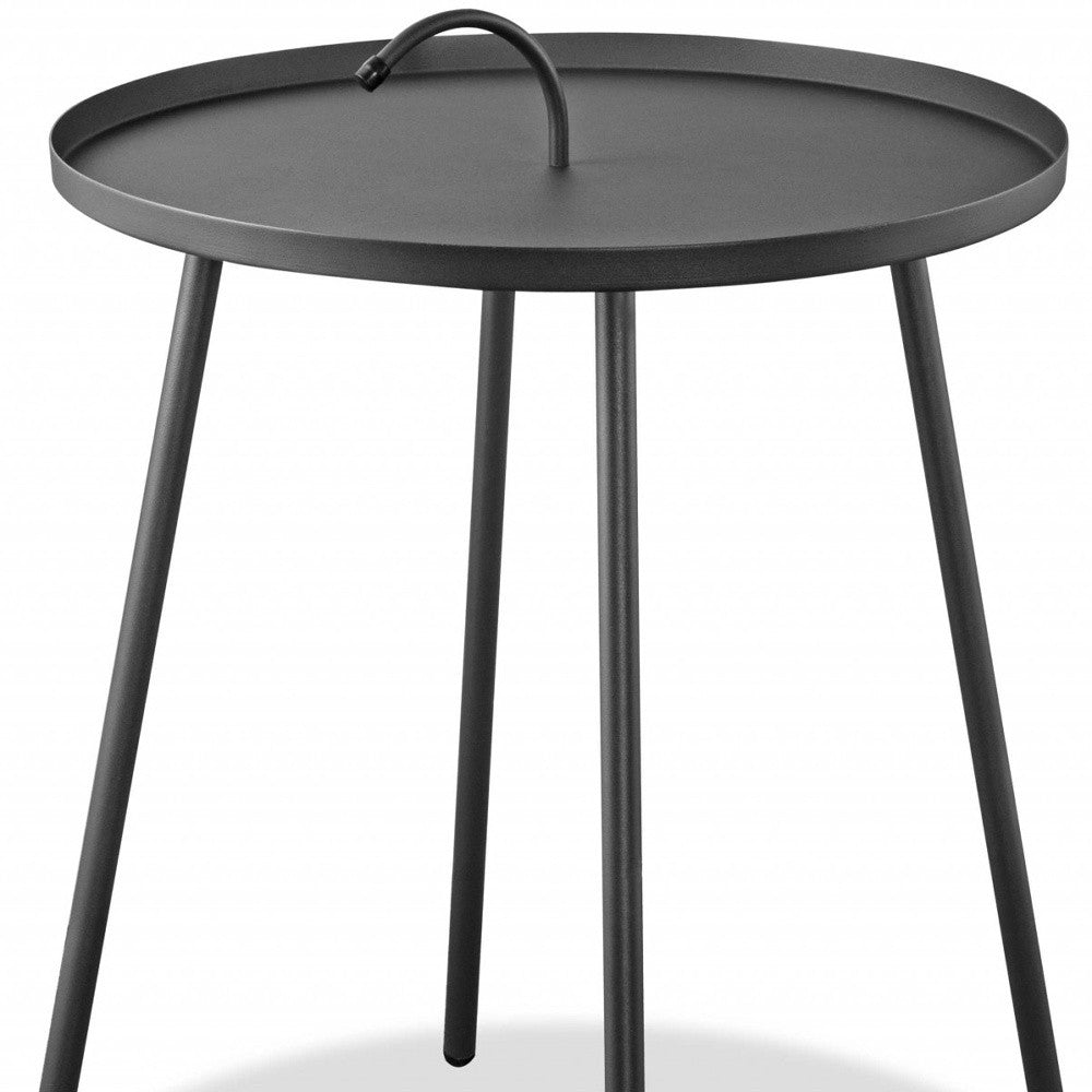 Gray Round Steel End or Side Table By Homeroots | Side Tables | Modishstore - 3