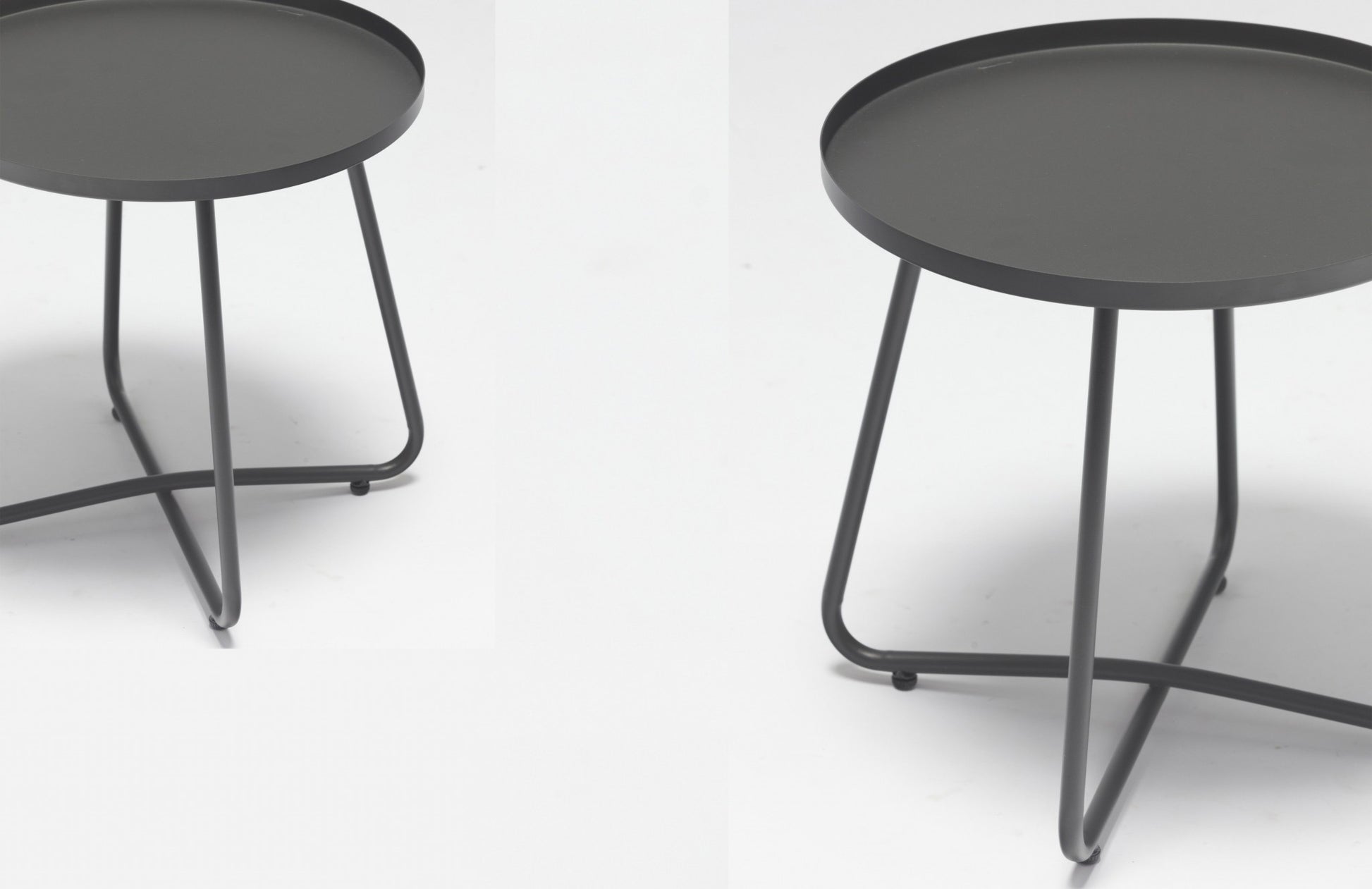 Gray Aluminum Indoor Outdoor Round End Table By Homeroots | End Tables | Modishstore - 2