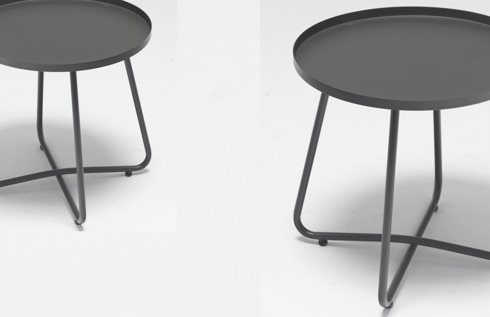 Gray Aluminum Indoor Outdoor Round End Table By Homeroots | End Tables | Modishstore - 2