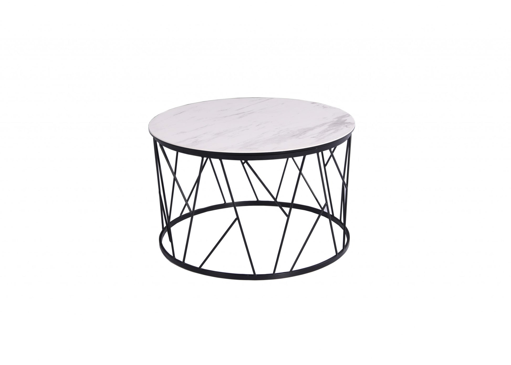 White Black Ceramic Iron Side Table By Homeroots | Side Tables | Modishstore - 3
