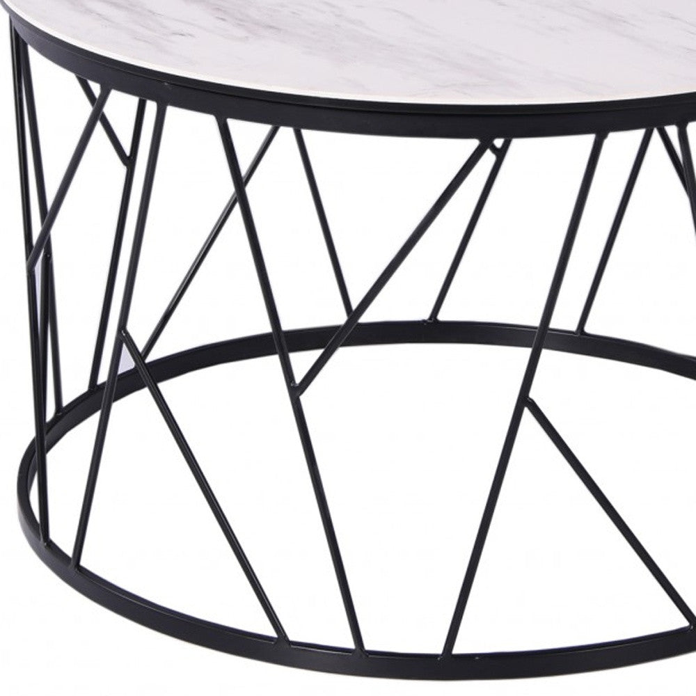 White Black Ceramic Iron Side Table By Homeroots | Side Tables | Modishstore - 4
