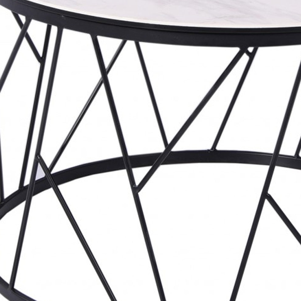 White Black Ceramic Iron Side Table By Homeroots | Side Tables | Modishstore - 5