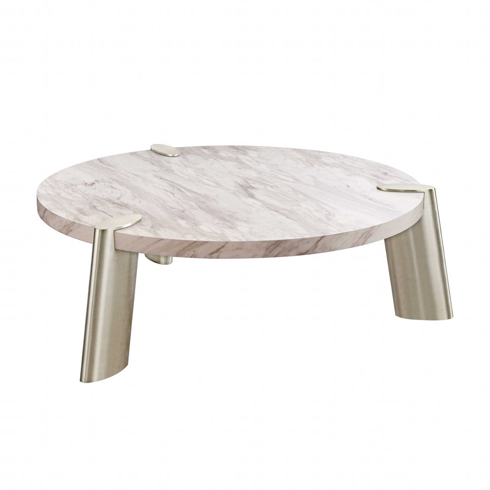 White Marble Coffee Table By Homeroots - 372310 | Coffee Tables | Modishstore - 3