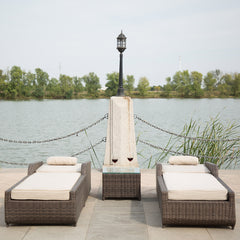 Brown Piece Outdoor Arm Chaise Lounge Set with Cushions By Homeroots
