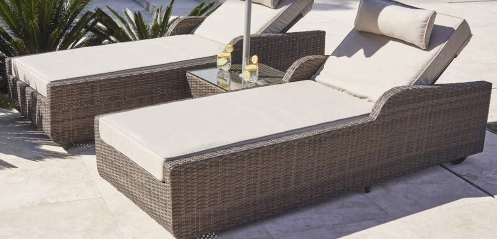 Brown Piece Outdoor Arm Chaise Lounge Set with Cushions By Homeroots | Outdoor Chaise Lounges | Modishstore - 4