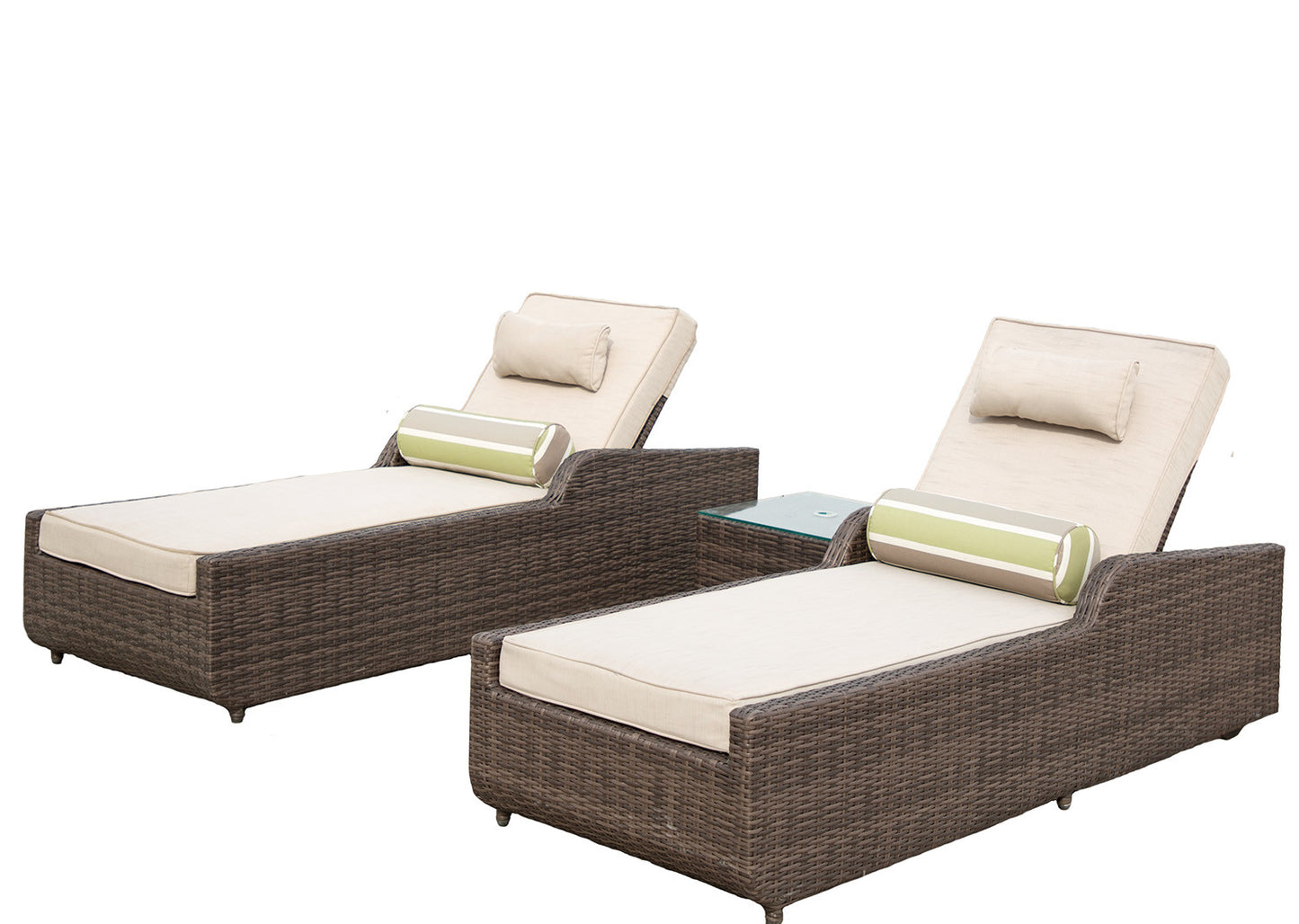 Brown Piece Outdoor Arm Chaise Lounge Set with Cushions By Homeroots | Outdoor Chaise Lounges | Modishstore - 6