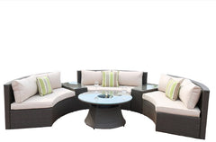 6 Piece Black Half Moon Outdoor Sectional Set with Ice Bucket By Homeroots