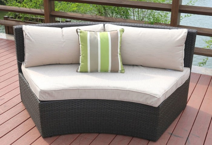 6 Piece Black Half Moon Outdoor Sectional Set with Ice Bucket By Homeroots | Outdoor Sofas, Loveseats & Sectionals | Modishstore - 3