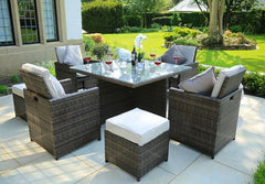 Brown Piece Square Outdoor Dining Set with Beige Cushions By Homeroots