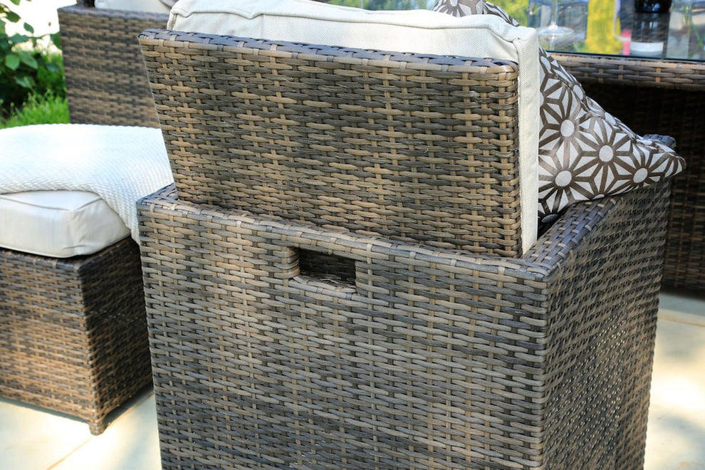 Brown Piece Square Outdoor Dining Set with Beige Cushions By Homeroots | Outdoor Dining Sets | Modishstore - 4