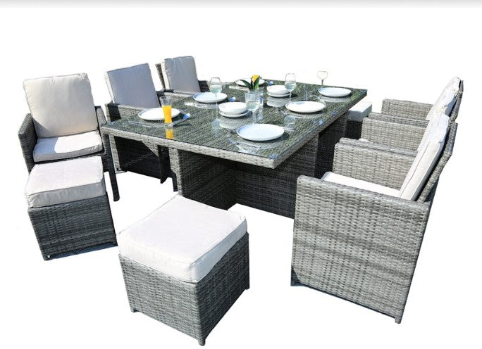 Gray Piece Outdoor Dining Set with Cushions By Homeroots | Outdoor Dining Sets | Modishstore - 2
