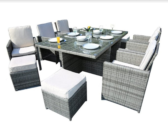 Gray Piece Outdoor Dining Set with Cushions By Homeroots | Outdoor Dining Sets | Modishstore