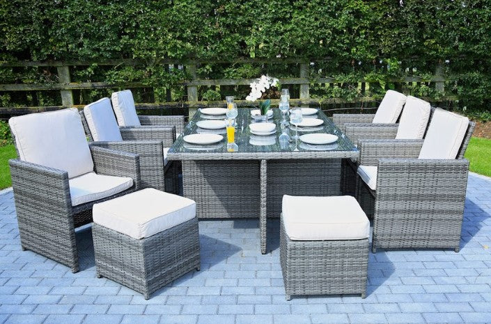Gray Piece Outdoor Dining Set with Cushions By Homeroots | Outdoor Dining Sets | Modishstore