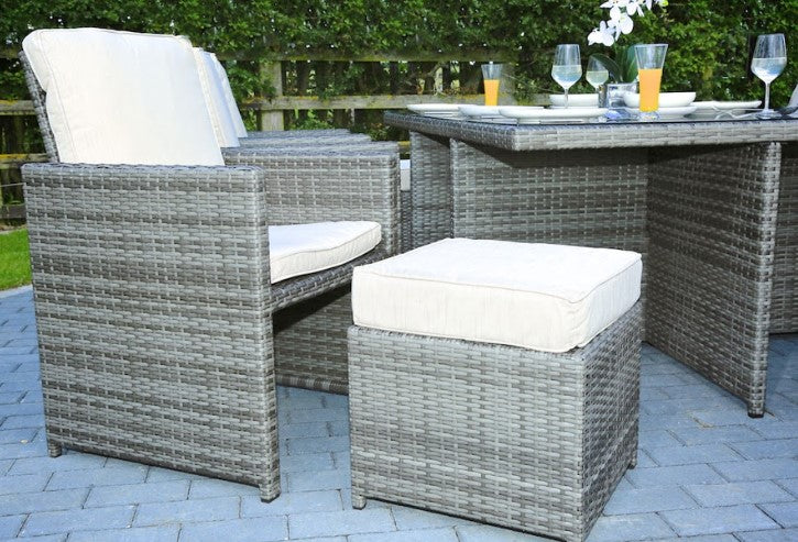 Gray Piece Outdoor Dining Set with Cushions By Homeroots | Outdoor Dining Sets | Modishstore - 3