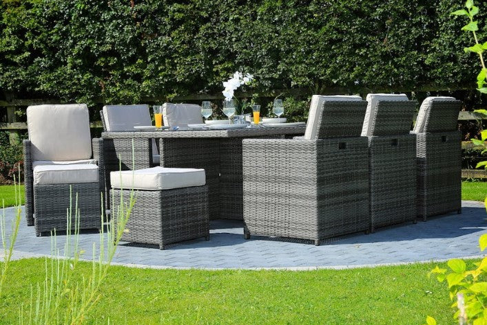 Gray Piece Outdoor Dining Set with Cushions By Homeroots | Outdoor Dining Sets | Modishstore - 4