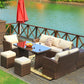 Brown Piece Steel Outdoor Sectional Sofa Set with Ottomans and Storage Bo By Homeroots | Outdoor Sofas, Loveseats & Sectionals | Modishstore
