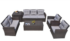 Brown -Piece Patio Conversation Set with Cushions and Storage Bos By Homeroots