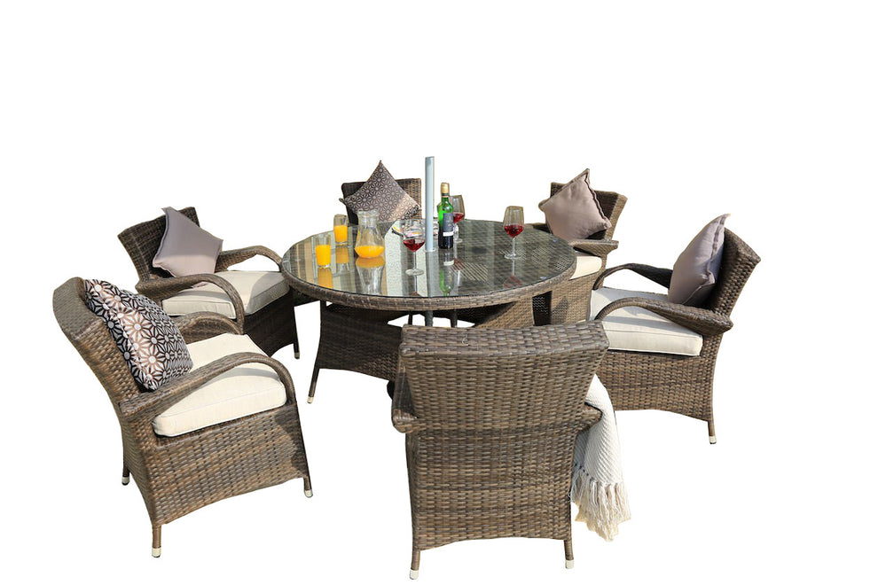 Brown Piece Outdoor Dining Set with Washed Cushion By Homeroots | Outdoor Dining Sets | Modishstore - 2