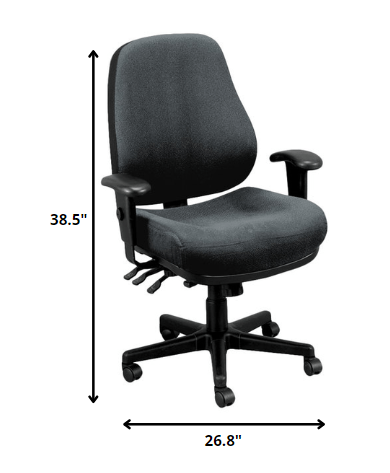 Charcoal Tilt Tension Control Fabric Chair By Homeroots | Office Chairs | Modishstore - 2