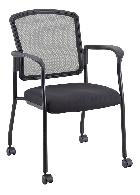 Black Mesh Fabric Rolling Guest Arm Chair By Homeroots | Office Chairs | Modishstore