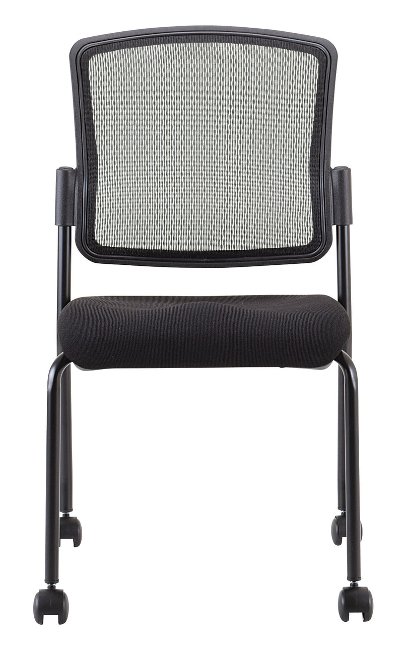 Black Mesh Fabric Rolling Guest Chair By Homeroots | Office Chairs | Modishstore