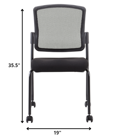 Black Mesh Fabric Rolling Guest Chair By Homeroots | Office Chairs | Modishstore - 2