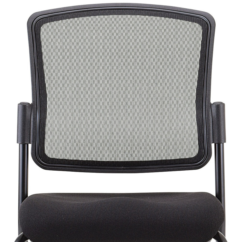 Black Mesh Fabric Rolling Guest Chair By Homeroots | Office Chairs | Modishstore - 4