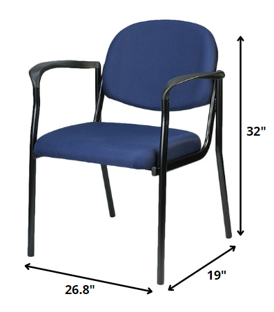 Set of 2 Bright Navy Fabric Guest Arm Chairs By Homeroots | Office Chairs | Modishstore - 2