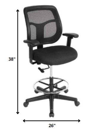 Black Mesh Fabric Drafting Stool By Homeroots | Office Chairs | Modishstore - 2